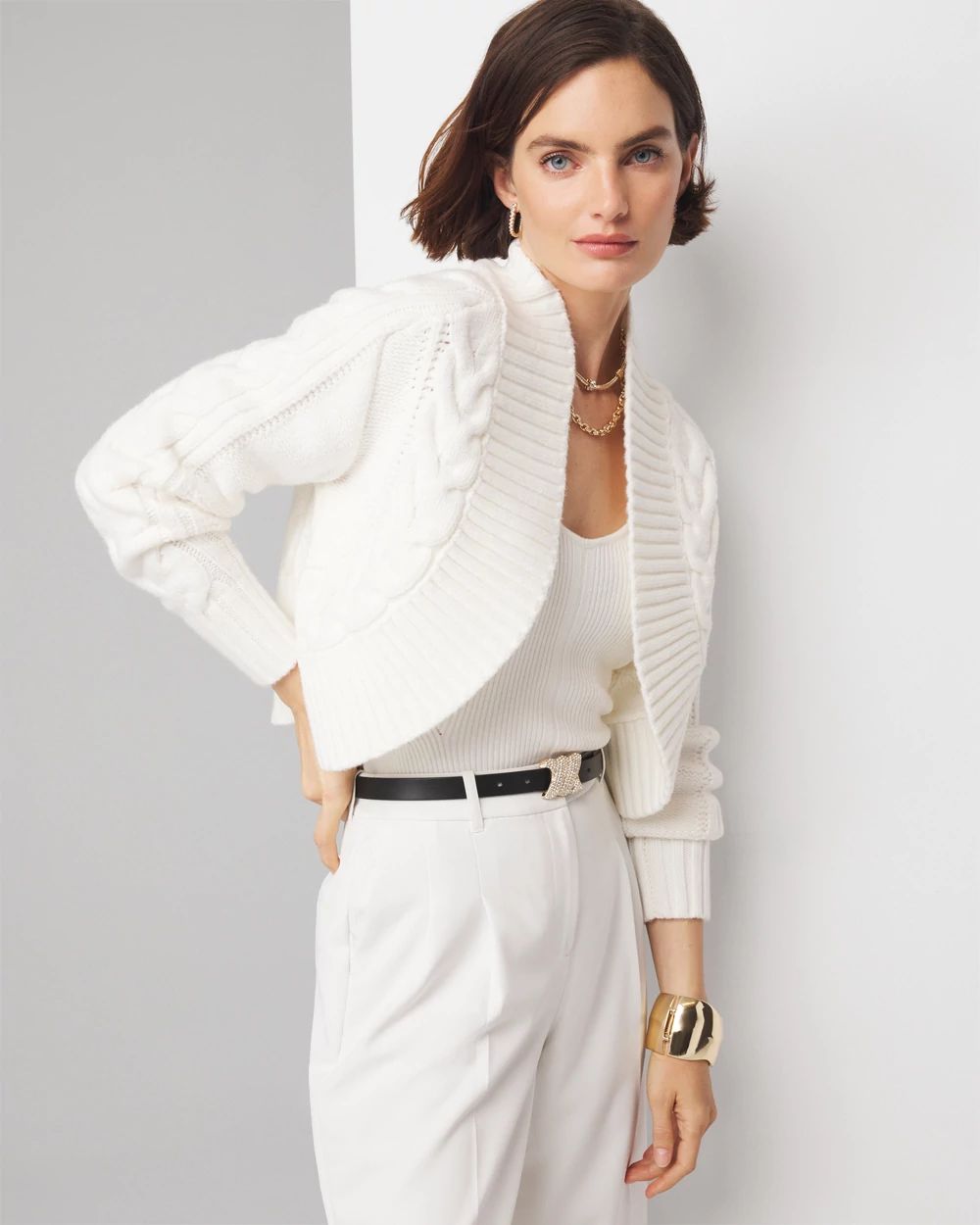 トップス Cocoon Sleeve Wholegarment knit Cabled Cocoon Sweater | White House Black Market